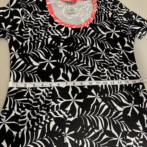 Tommy Bahama Dress Womens Small Black White Palm Print Shift Short Sleeve Mini - Picture 12 of 13